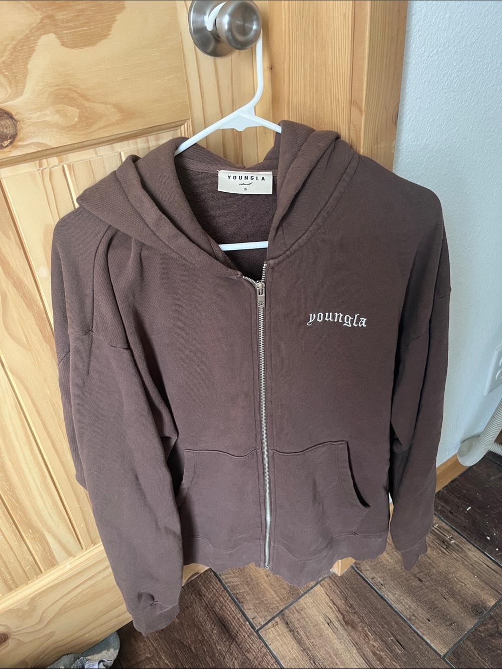 YoungLA Chocolate Brown Full-Zip Hoodie